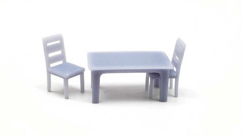 Common Dining Set -- 1 Table, 4 Chairs (unpainted), HO, All Scale Miniatures 8701020