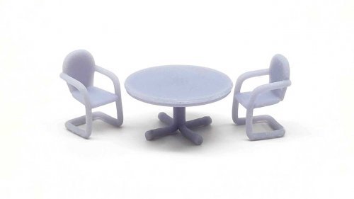 Patio Set -- 1 Table, 4 Chairs (unpainted), HO, All Scale Miniatures 8701023