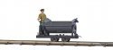 Tipper Side-Dump Car with Brakeman Figure - Feldbahn -- Black, HOn2, Busch Gmbh & Co Kg 12219