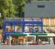2 Outdoor Market Stalls Complete Miniature Scene -- 2 Figures, Clothes, Chair, 2 Canopies, Clo, HO, Busch Gmbh & Co Kg 1825