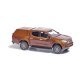 2015 Nissan Navara/Frontier Crew-Cab Pickup Truck with Cap - Assembled -- Brown, HO, Busch Gmbh & Co Kg 53706