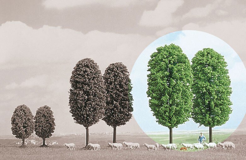 Deciduous Trees -- 5-11/16′ 14.5cm Tall pkg(2), All Scales, Busch Gmbh & Co Kg 6165