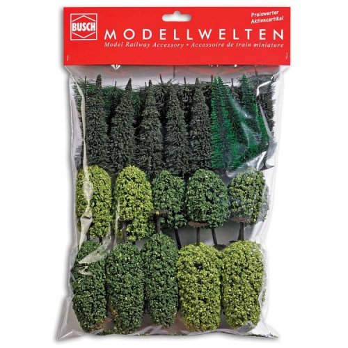 Mixed Forest Trees -- 10 Deciduous & 19 Coniferous 3 - 5′ 7.5 - 12.5cm Tall, All Scales, Busch Gmbh & Co Kg 6488