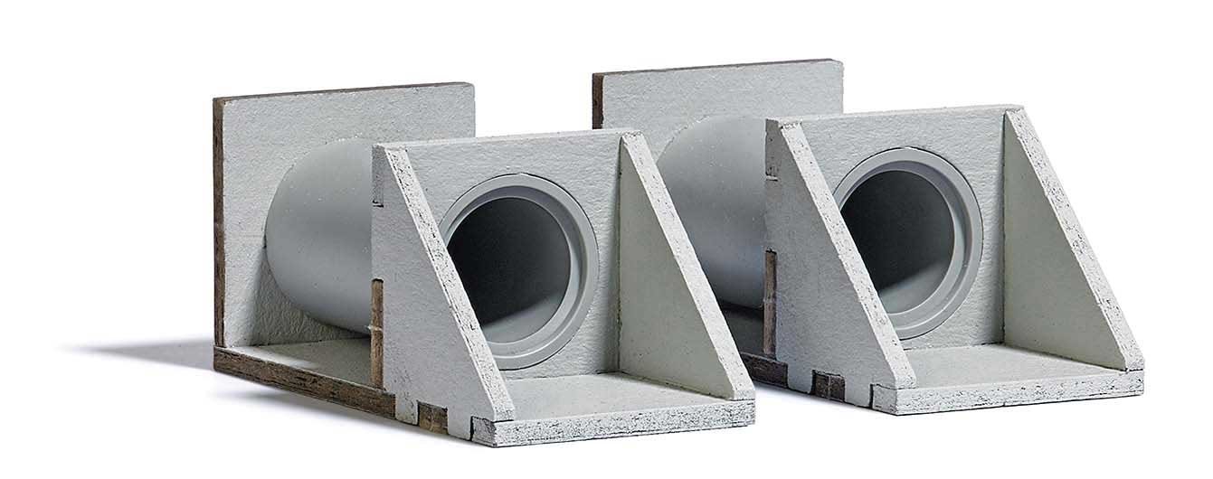 Concrete Pipe Culvert - Kit -- 1-15/16 x 15/16 x 7/8′ 4.9 x 2.4 x 2.2cm, HO, Busch Gmbh & Co Kg 7891
