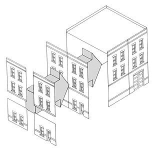 Modular Building System(TM) -- Street-Level Wall Sections with Arched Entry - Kit pkg, HO, Design Preservation Models 30101