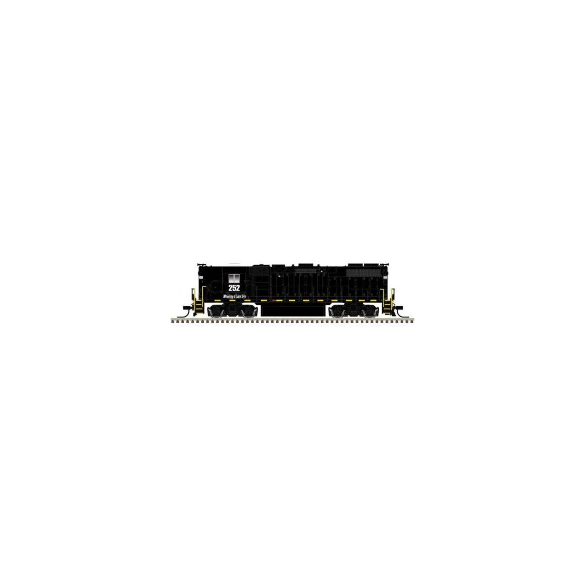 EMD GP38-2 High Nose - Sound and DCC - Master Gold -- Wheeling & Lake Erie 253 (black, white, yellow frame stripes), N, Atlas Mo