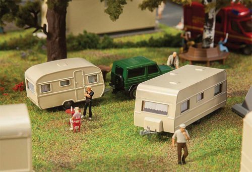 1970s Camper Trailers -- 2 Different Trailers, HO, Faller Gmbh 140483