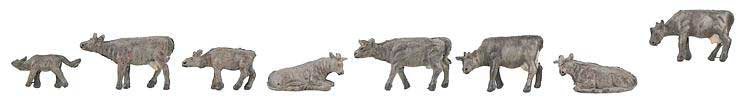 Mountain Cows -- Gray pkg(8), N, Faller Gmbh 155904