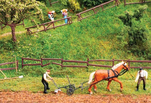 Garden and Field Fences -- 4 Different Styles, Total Length 117cm, HO, Faller Gmbh 180857