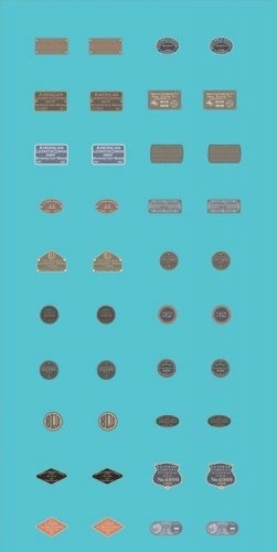 Railroad Decal Set -- 20 Assorted Pairs of Raised-Print Builders Plates, N, Tichy Train Group 10183N