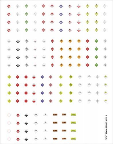 Railroad Decal Set -- Hazardous Materials Placards (170 Placards), N, Tichy Train Group 10259N
