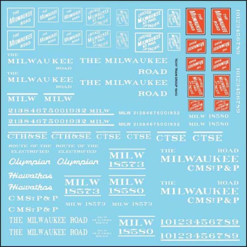 Railroad Decal Set -- Milwaukee Road Roadname Set (white), HO, Tichy Train Group 10413