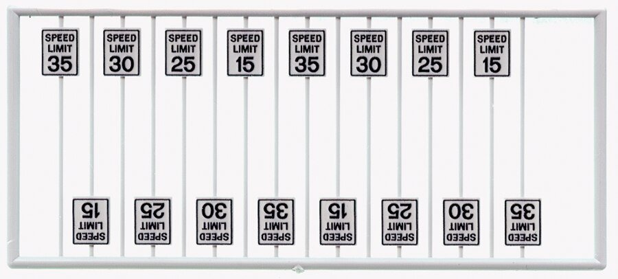 Speed Limit Signs pkg(16) -- Low Speeds, HO, Tichy Train Group 8259