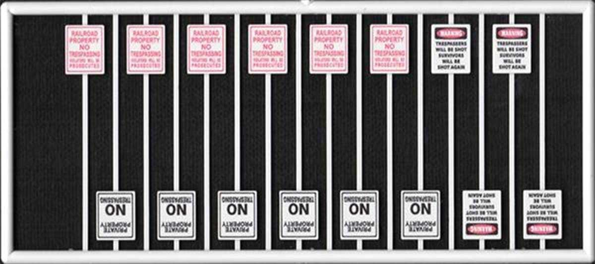 Assorted No Trespassing Signs -- pkg(16), HO, Tichy Train Group 8315