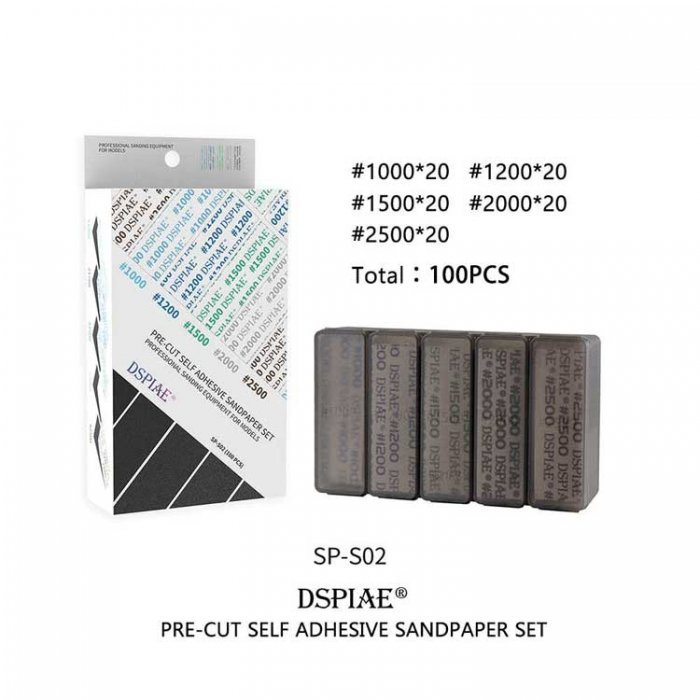 1000-2500 Adhesive Sandpaper Set 100pcs -- 1000-2500 Grit pkg(100), All Scales, DSPIAE SPS02