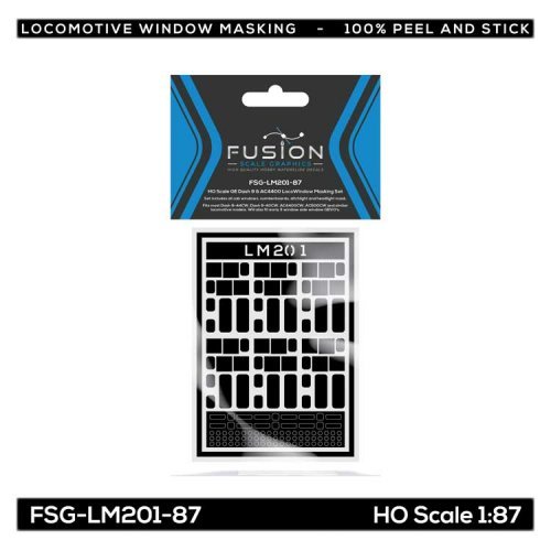 GE Dash 9 & AC4400 Locomotive Window Masking Set, HO, FUSION SCALE GRAPHICS 120201