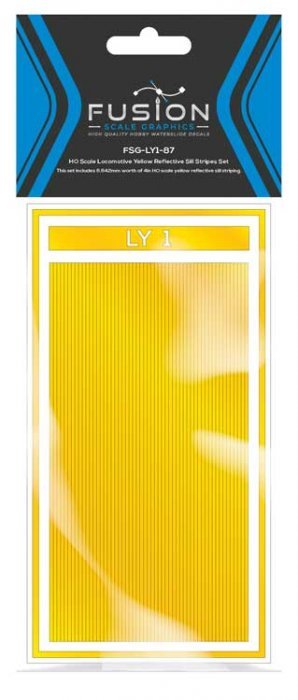 Railroad Locomotive Yellow Reflective Sill Stripes Set, HO, FUSION SCALE GRAPHICS 160003