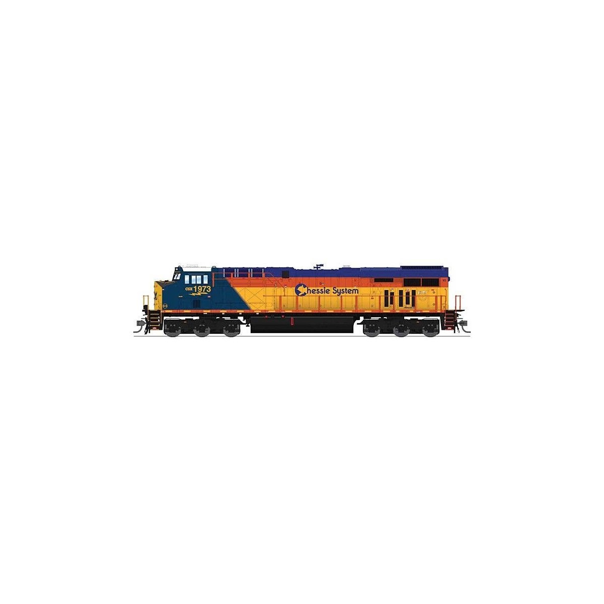 GE ES44AC GEVO - Standard DC - Stealth -- CSX 1869 (Chessie System Heritage, blue, yellow, orange), HO, Broadway Limited Imports