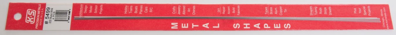 12` Long Music Wire -- .020` Diameter pkg(4), All Scales, K & S Engineering 5499