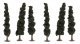 Evergreen-Conifer Trees - Super Scenic Series -- 5-1/2 - 6′ 14 - 15.2cm pkg(6), All Scales, JTT Miniature Tree 92135