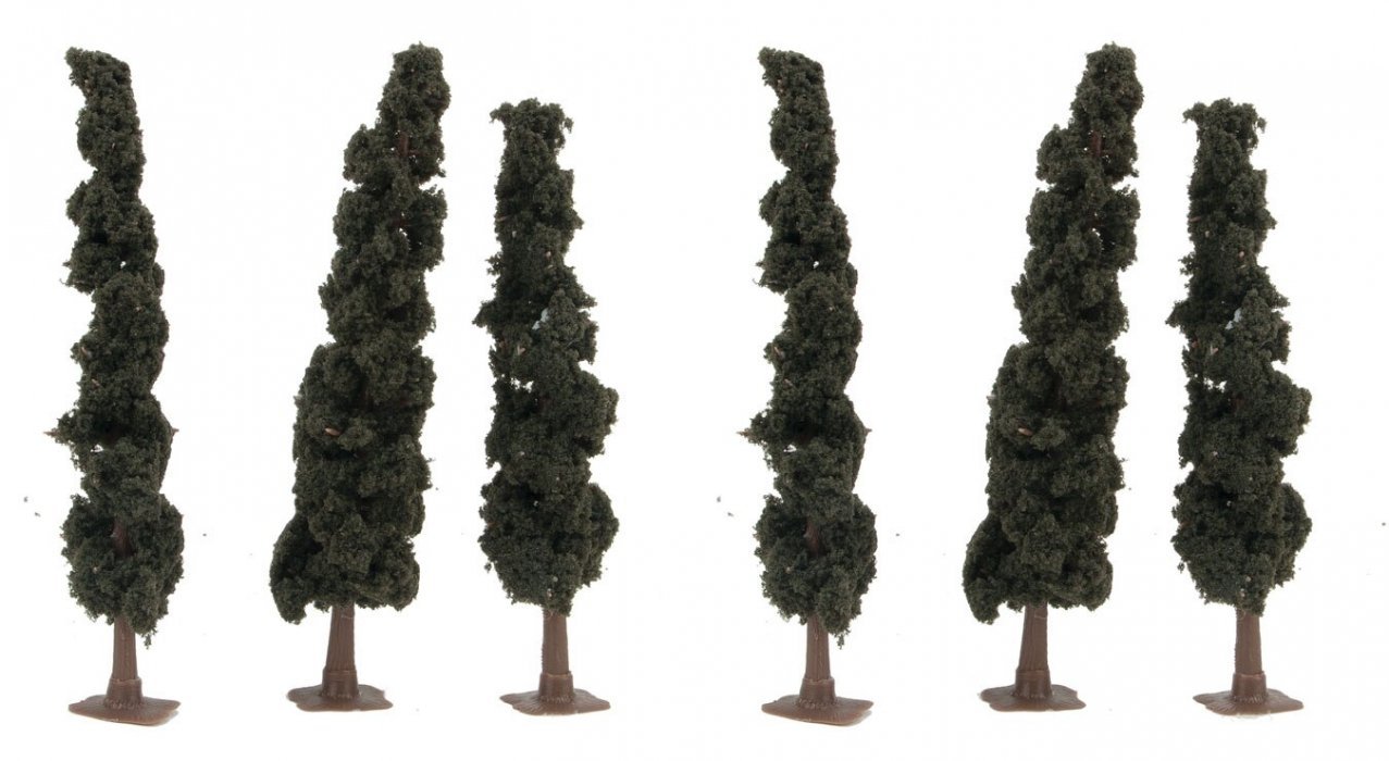 Evergreen-Conifer Trees - Super Scenic Series -- 5-1/2 - 6′ 14 - 15.2cm pkg(6), All Scales, JTT Miniature Tree 92135