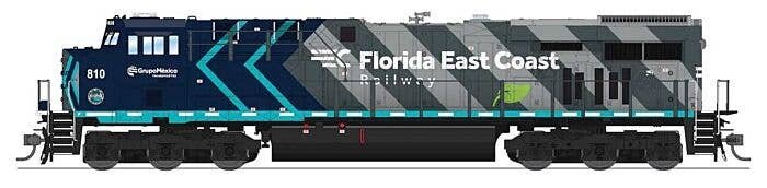 GE ES44AC GEVO - Standard DC - Stealth -- Florida East Coast 815 (Grupo Mexico Scheme, gray, teal, green), HO, Broadway Limited 