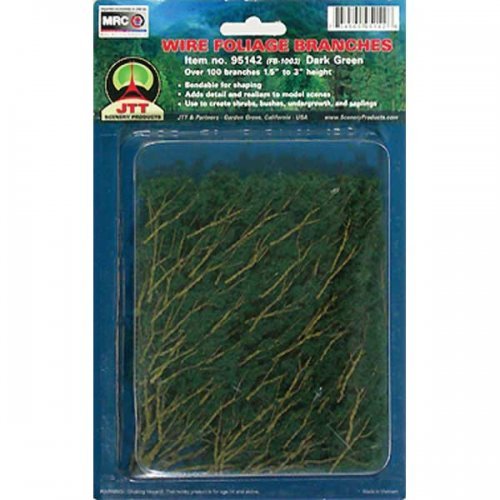 Foliage Branches - 1-1/2 to 3′ 3.8 to 7.6cm pkg(60) -- Dark Green, All Scales, JTT Miniature Tree 95520