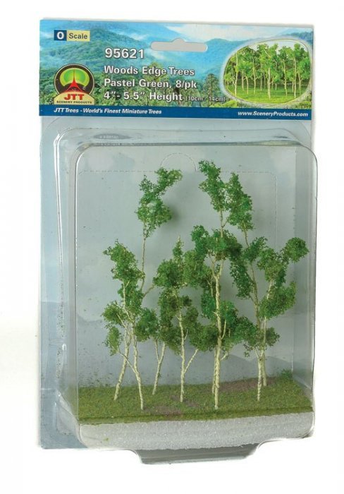Woods Edge Trees -- Pastel Green 4 to 5-1/2′ pkg(8), All Scales, JTT Miniature Tree 95621