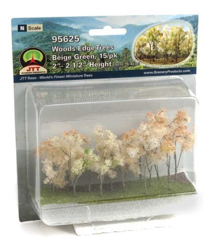 Woods Edge Trees -- 2 to 2-1/2′ 5.1 to 6.4cm (Beige Green) pkg(15), All Scales, JTT Miniature Tree 95625