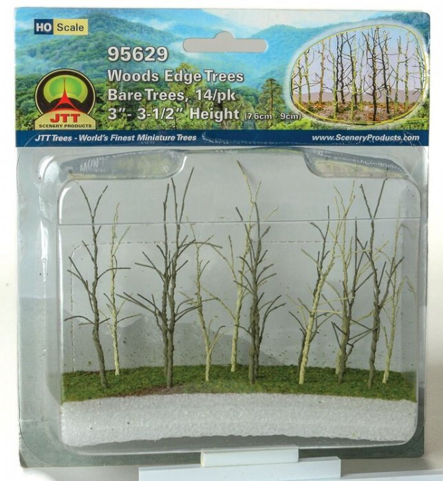 Woods Edge Trees -- Bare 3 to 3-1/2′ pkg(14), All Scales, JTT Miniature Tree 95629