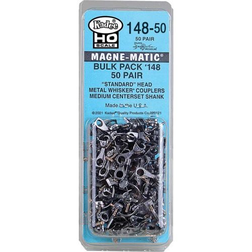 148-50 Bulk Pack - 50 Pairs 148 Whisker(R) Metal Couplers -- Medium (9/32′) Centerset Sha, HO, Kadee Quality Products 14850
