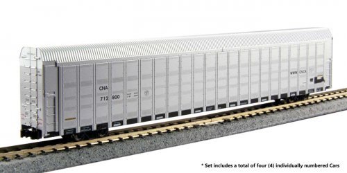 Aluminum Enclosed Auto Carrier 4-Pack - Ready to Run -- Canadian National 712846, 712849, 712853, , N, Kato USA Inc 1065509