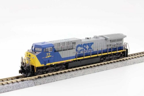 GE AC4400CW Low Numberboards - Standard DC -- CSX 77 (YN1, gray, blue, yellow), N, Kato USA Inc 1767043