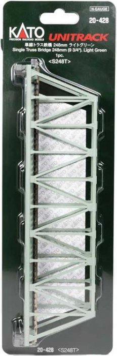 Single-Track Truss Bridge - Unitrack -- Light Green 9-3/4′ 24.8cm, N, Kato USA Inc 20428