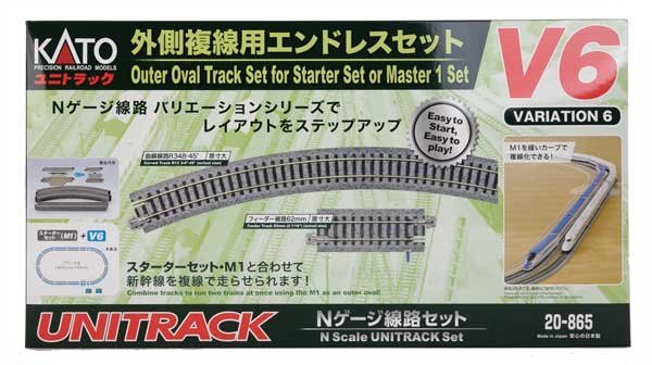 V6 Outer Oval Track Set - Unitrack -- Full Oval with 13-3/4′ 348mm Radius Curves, N, Kato USA Inc 20865