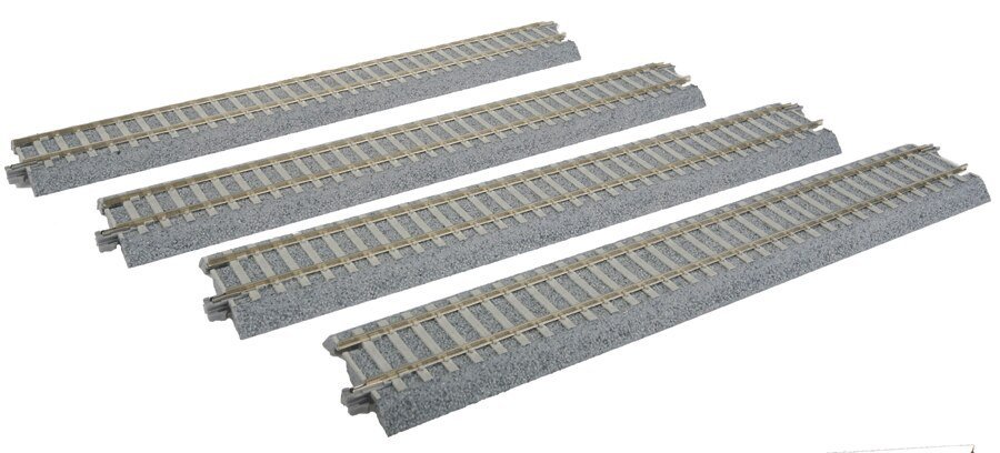 Straight Track w/Concrete Ties - Unitrack -- 9-3/4′ 246mm pkg(4), HO, Kato USA Inc 2152