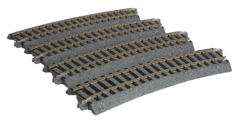 Curved Roadbed Track Section - Unitrack -- 22.5-Degree Section, 14-1/2′ 370mm Radius pkg(4), HO, Kato USA Inc 2280