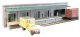 Single-Story Wall w/6 Doors & Covered Loading Dock - Keyrail -- Background Building Kit - 6-1/2 x , HO, Lunde Studios QBHO3