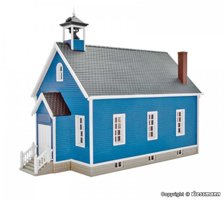 Cottage Grove School with LED Lights -- Kit - 17.8 x 9 x 13.5cm, HO, Kibri 38843