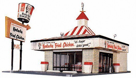 Kentucky Fried Chicken(R) Drive-In -- Kit - 8-3/8 x 4-1/4′ 21.3 x 10.8cm, HO, Life-Like Products 1394