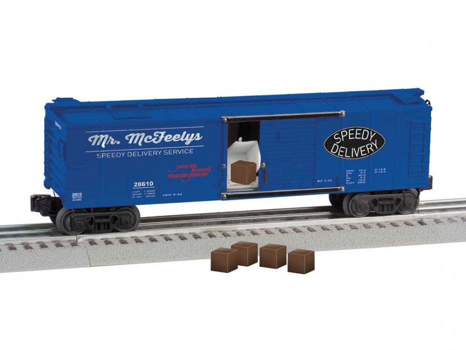 Unloading Mail Boxcar - 3-Rail - Ready to Run -- Mister Rogers Neighborhood Mr. Mc Feely (blue), O, Lionel 2528610