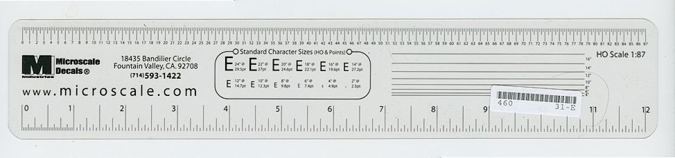 Microscale - Clear (See-Through) HO Scale Ruler, HO, Microscale Industries Inc 31