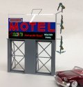 Motel Animated Neon Billboard - Light Works USA -- Large for HO & O Scales 5 x 6′ 12., All Scales, Micro Structures 881651