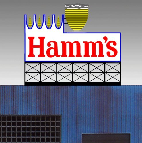 Hamm`s Brewing Animated Neon Billboard -- Large for HO and O Scales 5-1/8 x 4-3/8` 13, All Scales, Micro Structures 883451