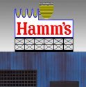 Hamm`s Brewing Animated Neon Billboard -- Large for HO and O Scales 5-1/8 x 4-3/8` 13, All Scales, Micro Structures 883451
