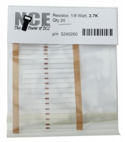 2700 Ohm Resistor -- 1/8 Watt pkg(20), All Scales, NCE Corporation 260