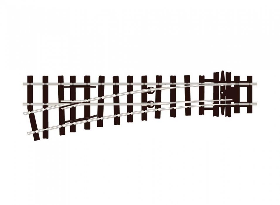 Code 100 Medium Radius Turnout - Streamline -- Left Hand, Electrofrog, On30, Peco SLE596