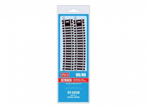 Code 100 Nickel Silver Special 11-1/2 Degree Curve - Setrack -- 33-27/32′ 85.96cm Radius pkg(2), HO, Peco ST2038