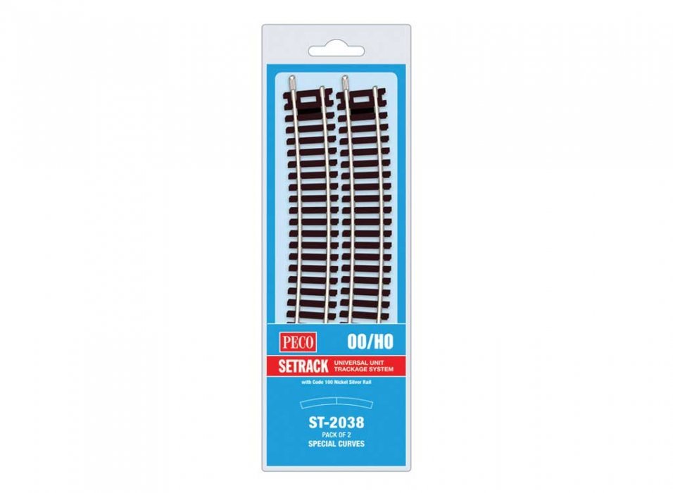 Code 100 Nickel Silver Special 11-1/2 Degree Curve - Setrack -- 33-27/32′ 85.96cm Radius pkg(2), HO, Peco ST2038