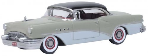 1955 Buick Century - Assembled -- Carlsbad Black, Windsor Grey, Dover White, HO, Oxford Diecast 87BC55007